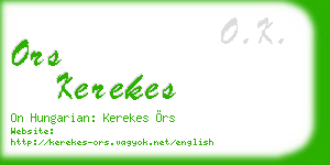 ors kerekes business card